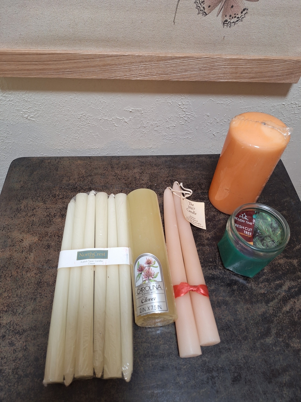 Vintage Decorative Candle Stick Tapers Jar - Ivory, Peach, Orange, Green